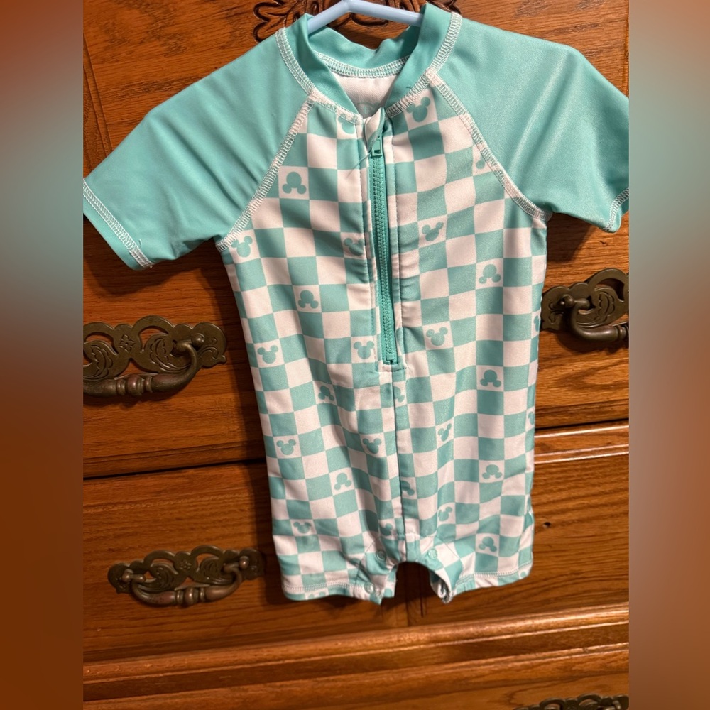 Kids Swimwear with Aqua Checkered Design